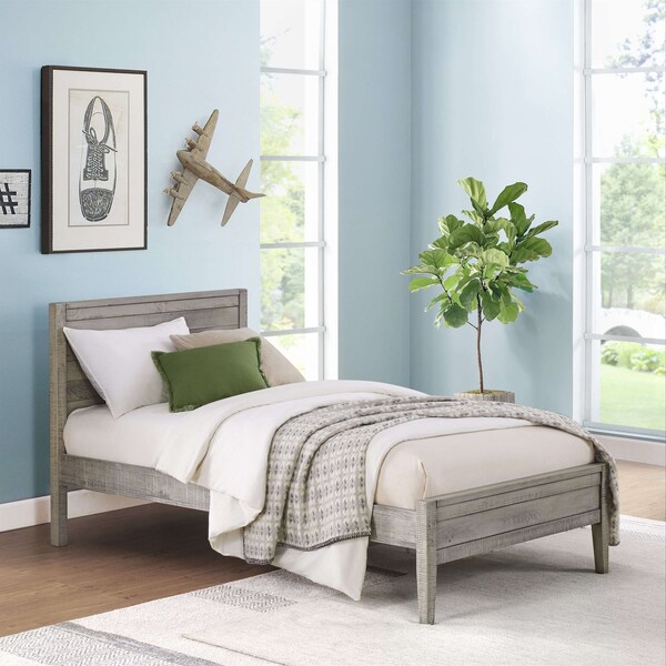 Alaterre Furniture Windsor Panel Wood Twin Bed, Driftwood Gray ANWI1132 - main